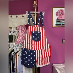 Patriotic Star-Striped Overalls